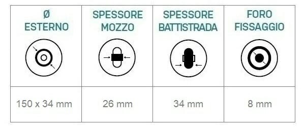 06033198 Ruota 6' cerchio in alluminio gomma nera ausilio per disabili