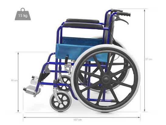 Carrozzina pieghevole in acciaio con freni