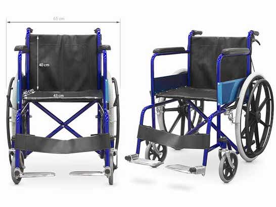 Carrozzina pieghevole in acciaio con freni ausilio per disabili