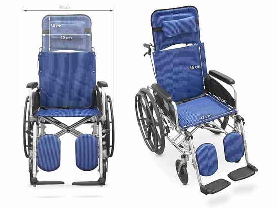 Sedia a rotelle in alluminio con poggiatesta e poggiapiedi pieghevole