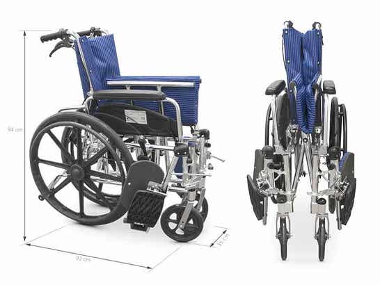 Sedia a rotelle in alluminio con poggiatesta e poggiapiedi pieghevole