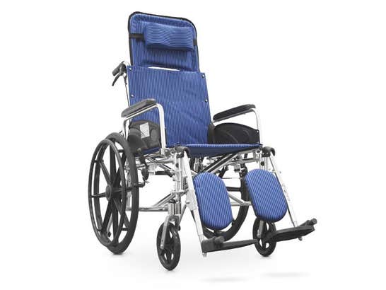 Sedia a rotelle in alluminio con poggiatesta e poggiapiedi pieghevole