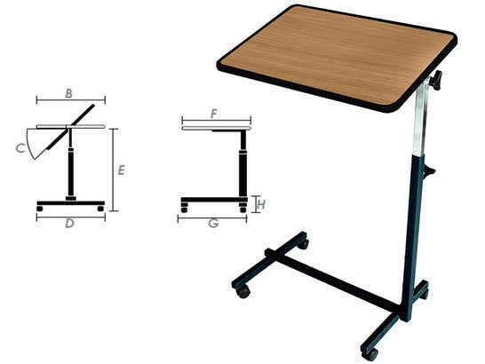 Tavolino regolabile da letto