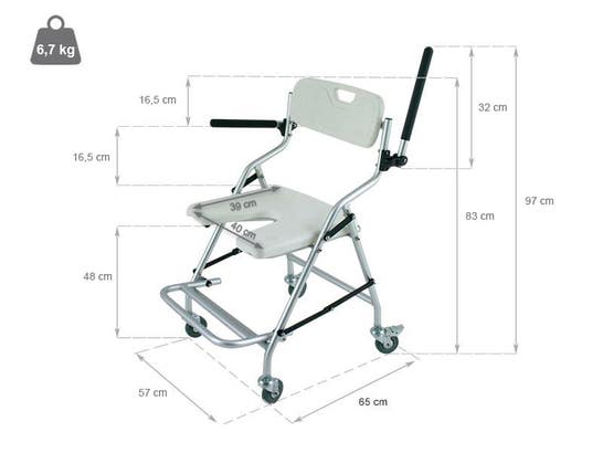 Sedia da doccia pieghevole con ruote