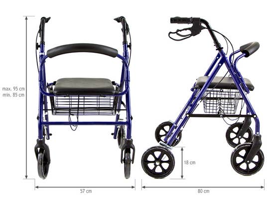 Deambulatore in alluminio con seduta pieghevole