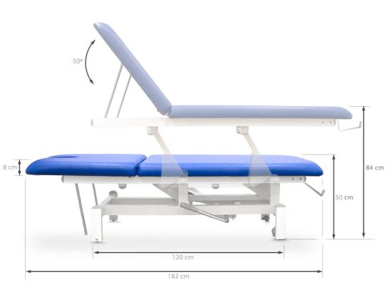 Lettino idraulico a 2 snodi 184 x 70 cm
