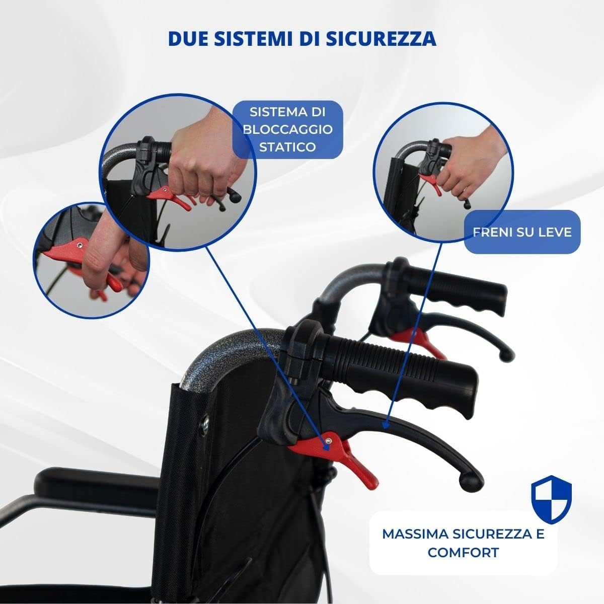 , Sedia a Rotelle, Museo, Sedia Di Transito, Pieghevole, Alluminio, Freno Sulle Maniglie