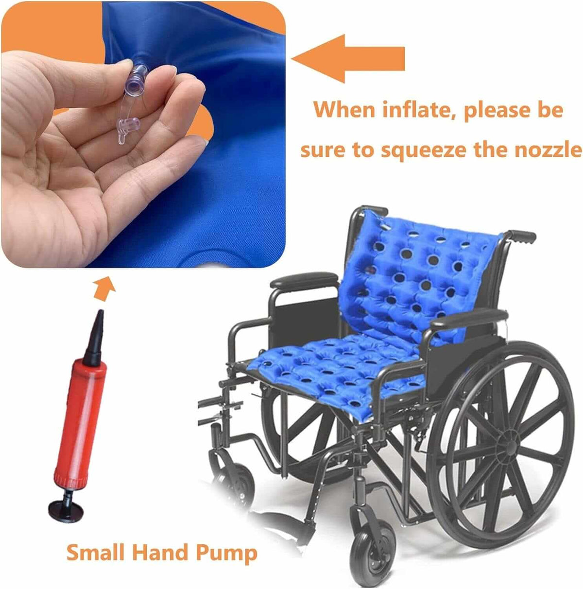 Bedridden - Cuscino Gonfiabile Antidecubito per Sedia a Rotelle Con Schienale Completo per Anziani Disabili, Portatile ausilio per disabili