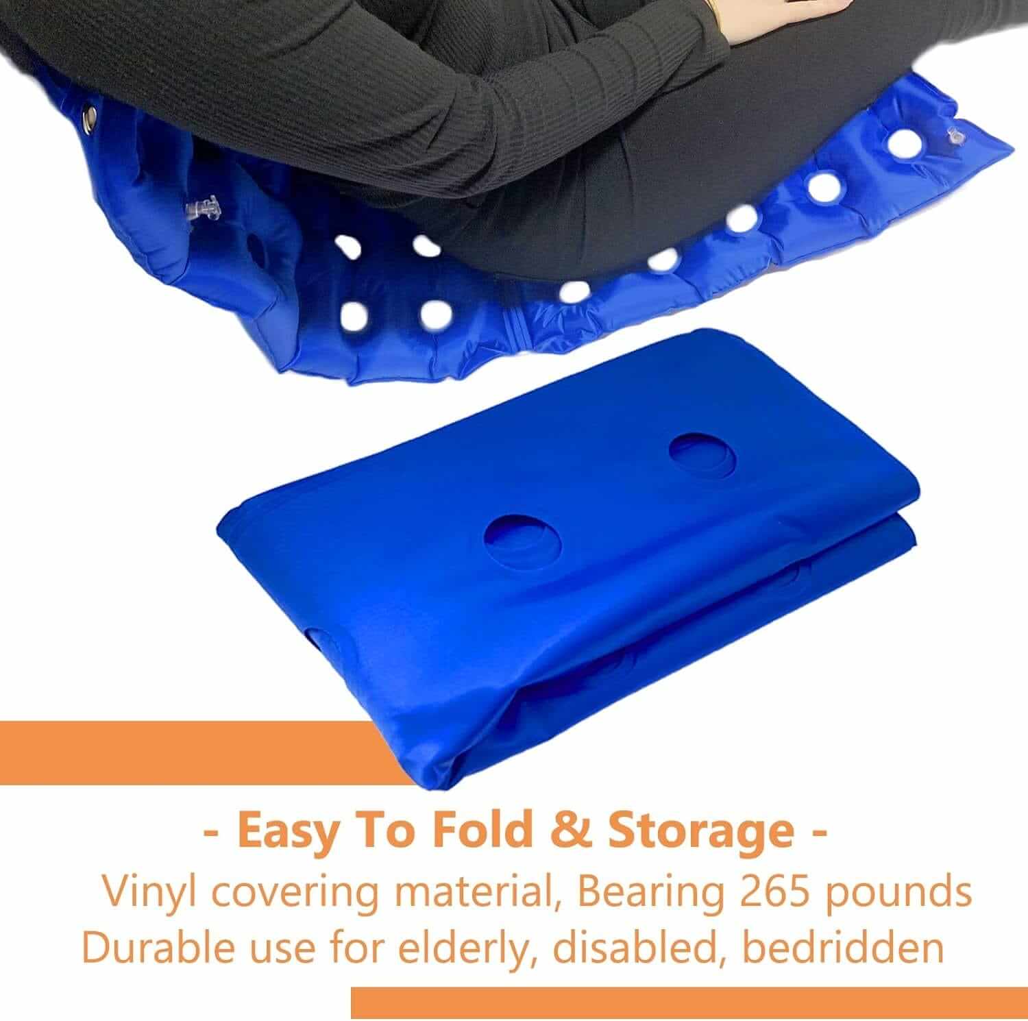 Bedridden - Cuscino Gonfiabile Antidecubito per Sedia a Rotelle Con Schienale Completo per Anziani Disabili, Portatile ausilio per disabili