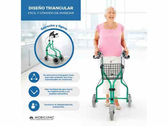 Rollator rollator 3 ruote in acciaio con cestino e copertura verde