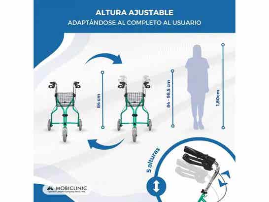 Rollator rollator 3 ruote in acciaio con cestino e copertura verde