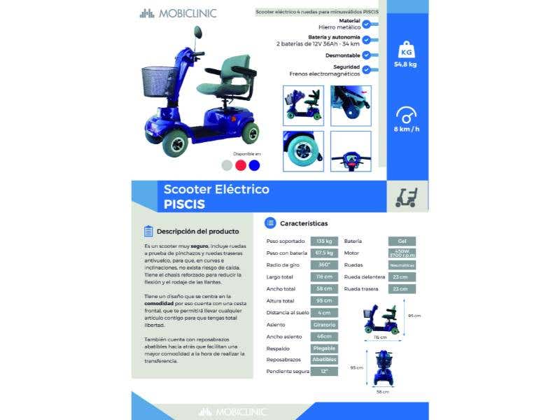 Scooter elettrico per disabili 4 ruote CTM Piscis, 135 kg max