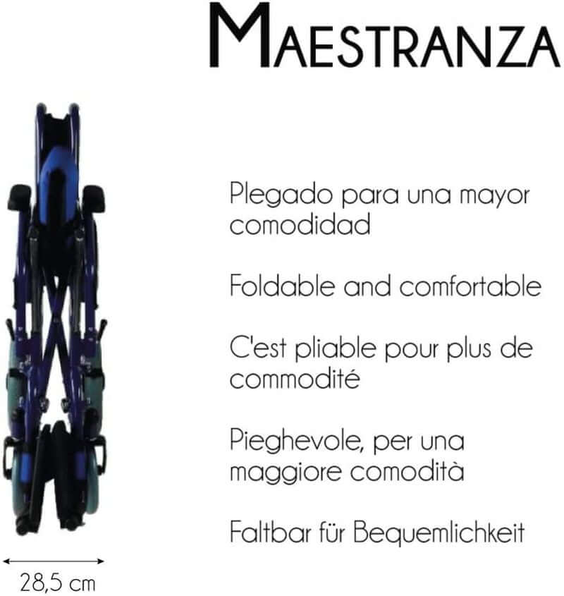 Carrozzina Pieghevole, Masterclass, Freni Di Stazionamento, Seduta Da 45 Cm ausilio per disabili