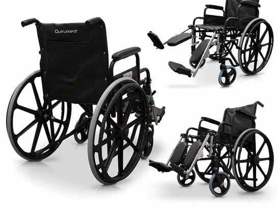 Carrozzina con riposapiedi alzabili, pieghevole ausilio per disabili
