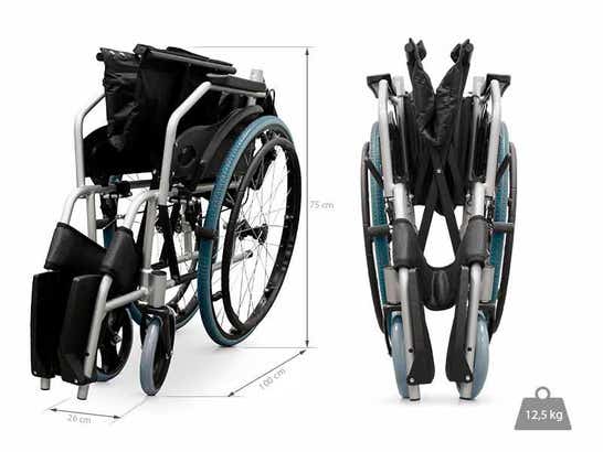 Carrozzina in alluminio con freni ausilio per disabili