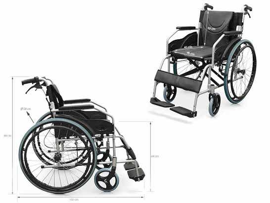 Carrozzina in alluminio con freni ausilio per disabili