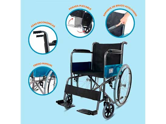 Carrozzina pieghevole Júcar con ruote grandi, ortopedica, leggera (Clinicalfy) ausilio per disabili