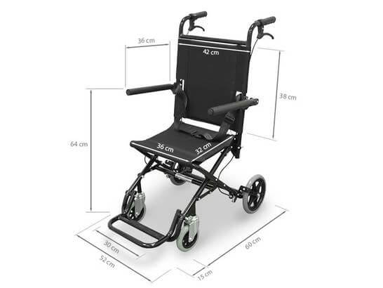 Carrozzina pieghevole Wellcore da trasporto in alluminio ausilio per disabili