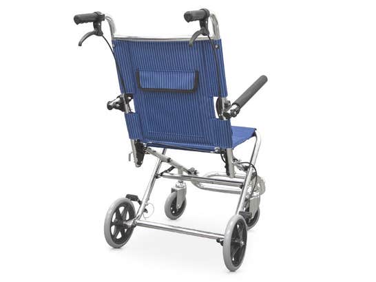 Carrozzina pieghevole con braccioli reclinabili per trasporto pazienti ausilio per disabili