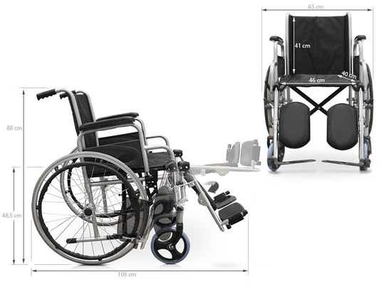 Carrozzina pieghevole in acciaio con freni ausilio per disabili