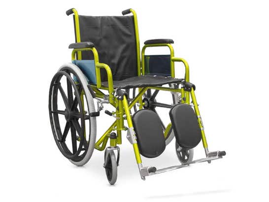 Carrozzina pieghevole in acciaio e con poggiagambe elevabili ausilio per disabili