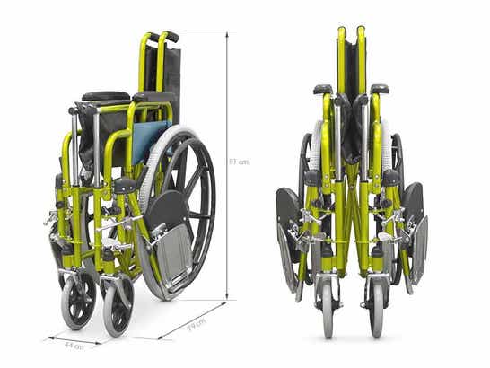 Carrozzina pieghevole in acciaio e con poggiagambe elevabili ausilio per disabili