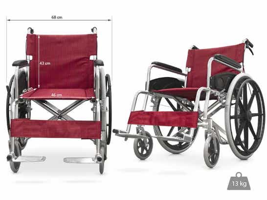 Carrozzina pieghevole in alluminio con freni ausilio per disabili