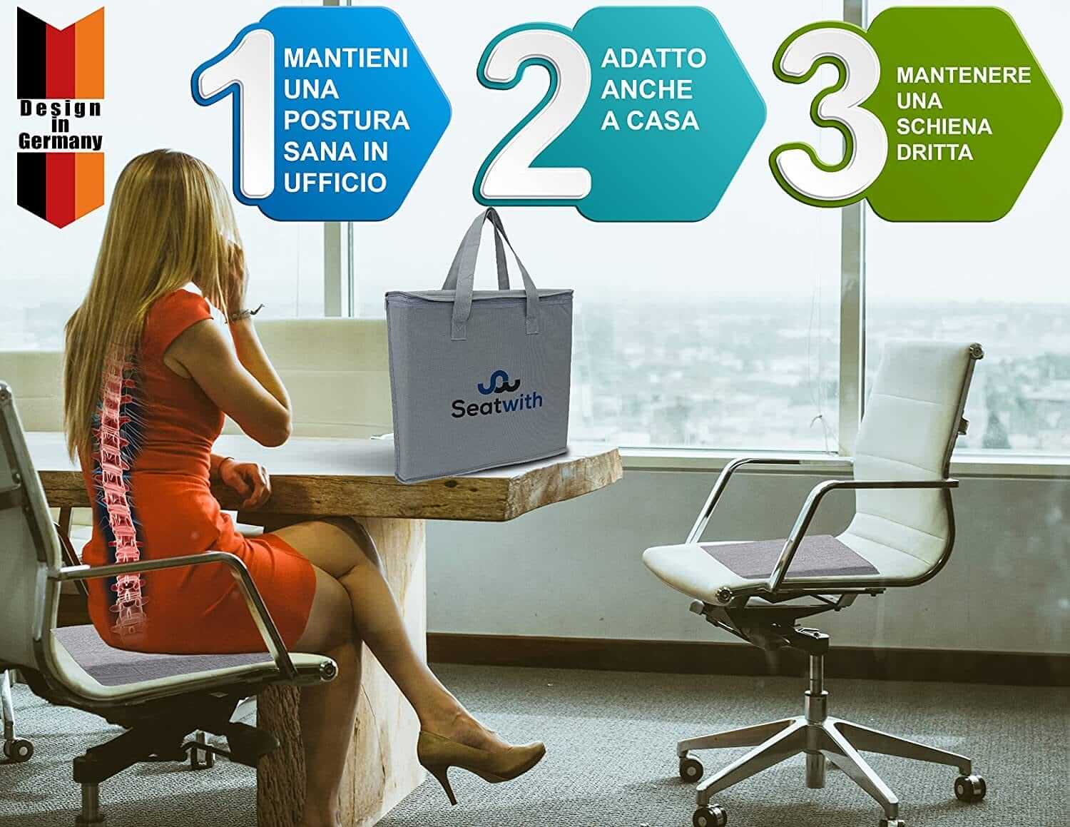 Comodo Cuscino a Cuneo - Cuscino Sedia Ufficio Con Rivestimento Antiscivolo E Borsa per Il Trasporto - Cuscino Sedia Da Ufficio, Cuscino Sedile Auto, Cuscino per Sedia Da Ufficio ausilio per disabili