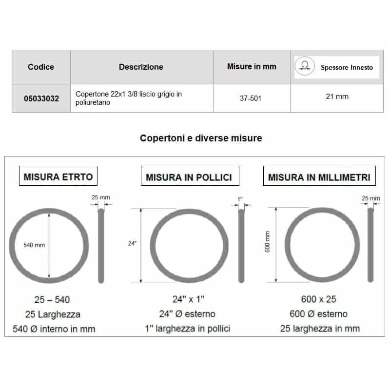 Copertone 22x1 3/8 poliuretano per carrozzina 05033032 ausilio per disabili