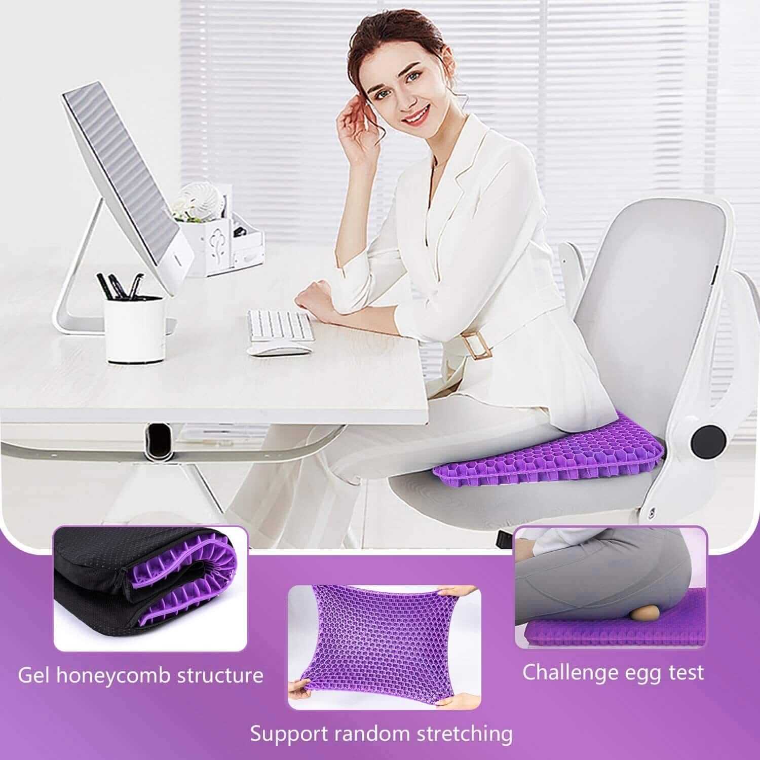 Cuscino Sedia in Gel, Cuscino in Gel, Cuscino per Sedia Ufficio per Ridurre La Pressione Su Fianchi, Cuscino per Coccige, Cuscini per Sedie Traspiranti per Auto/Ufficio/Casa/Sedia a Rotelle ausilio per disabili