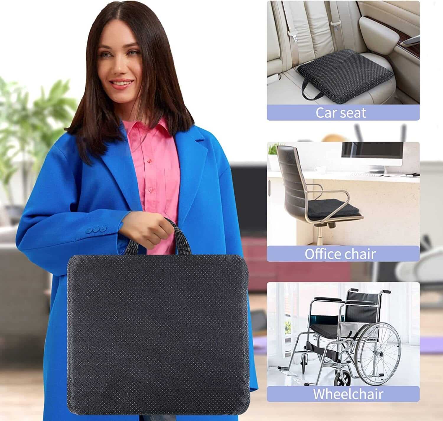 Cuscino Sedia in Gel, Cuscino in Gel, Cuscino per Sedia Ufficio per Ridurre La Pressione Su Fianchi, Cuscino per Coccige, Cuscini per Sedie Traspiranti per Auto/Ufficio/Casa/Sedia a Rotelle ausilio per disabili