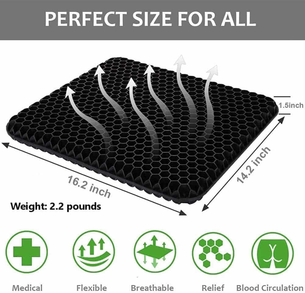 Cuscino Sedia,Cuscino in Gel, Fresco E Traspirante,Per Alleviare L'Affaticamento Dell'Anca per Casa E Ufficio ausilio per disabili