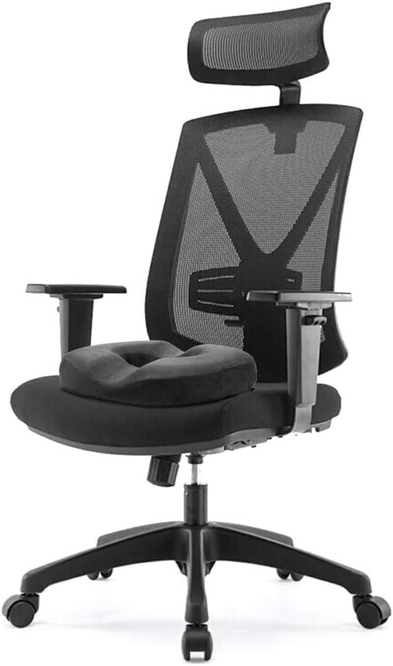 Cuscino per Ciambelle Cuscino per Emorroidi Cuscino per Sollievo Dal Dolore in Memory Foam Coccige per Gravidanza, Coccige, Piaghe Da Letto, Schiena, Sciatica, 18 Pollici Nero ausilio per disabili