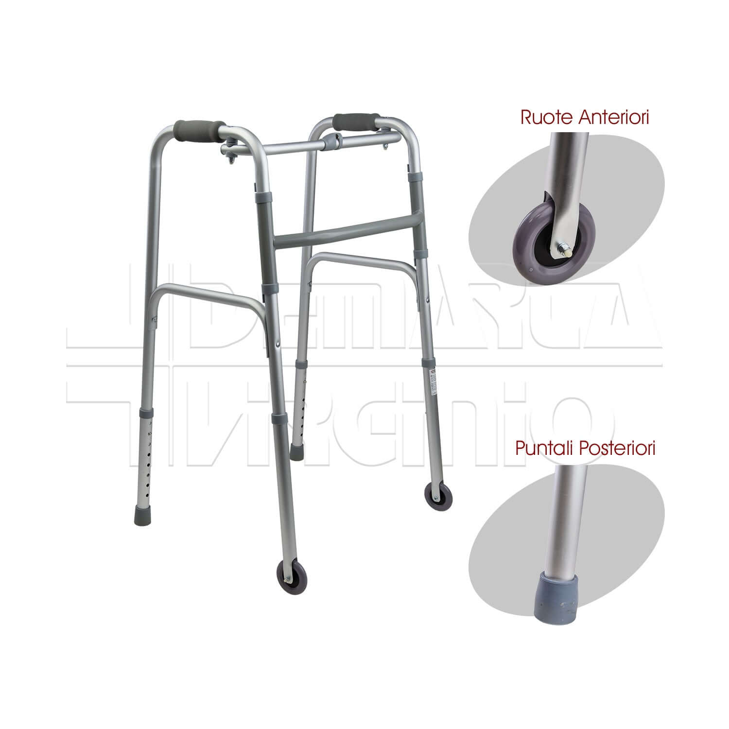 Deambulatore 2 Ruote 2 Puntali ausilio per disabili