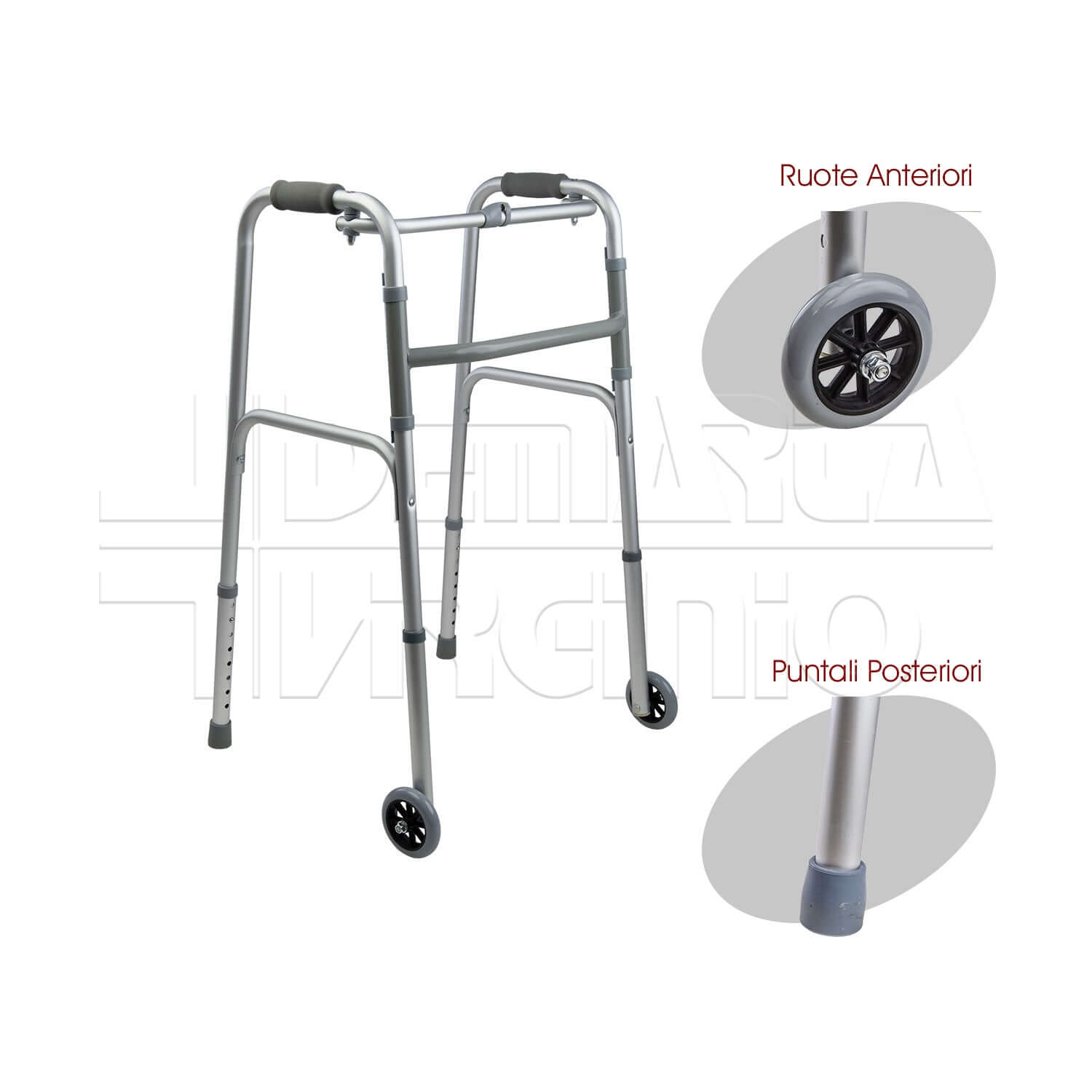 Deambulatore 2 Ruote 2 Puntali ausilio per disabili