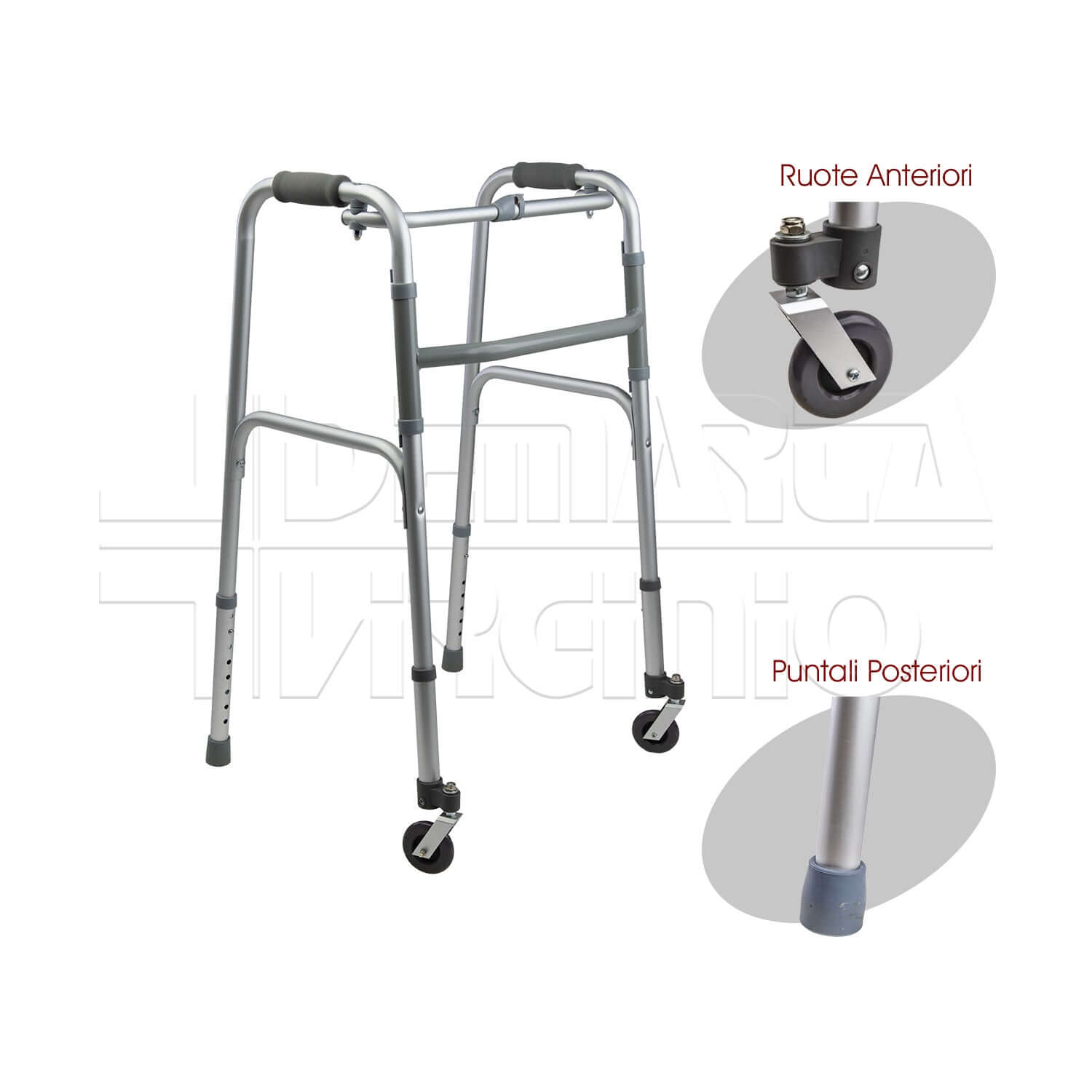 Deambulatore 2 Ruote 2 Puntali ausilio per disabili