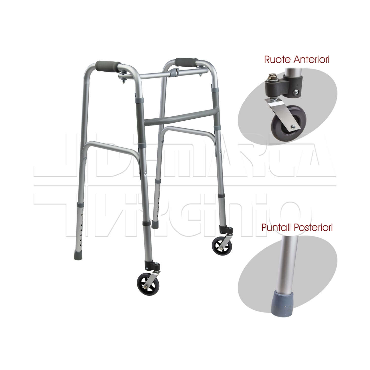 Deambulatore 2 Ruote 2 Puntali ausilio per disabili
