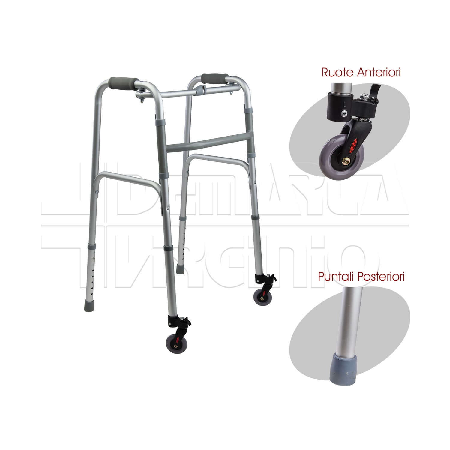 Deambulatore 2 Ruote 2 Puntali ausilio per disabili