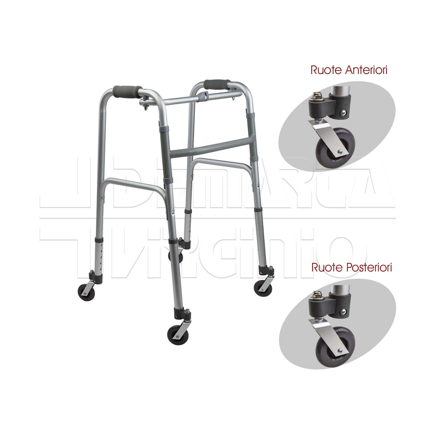 Deambulatore 4 Ruote Piroettanti ausilio per disabili