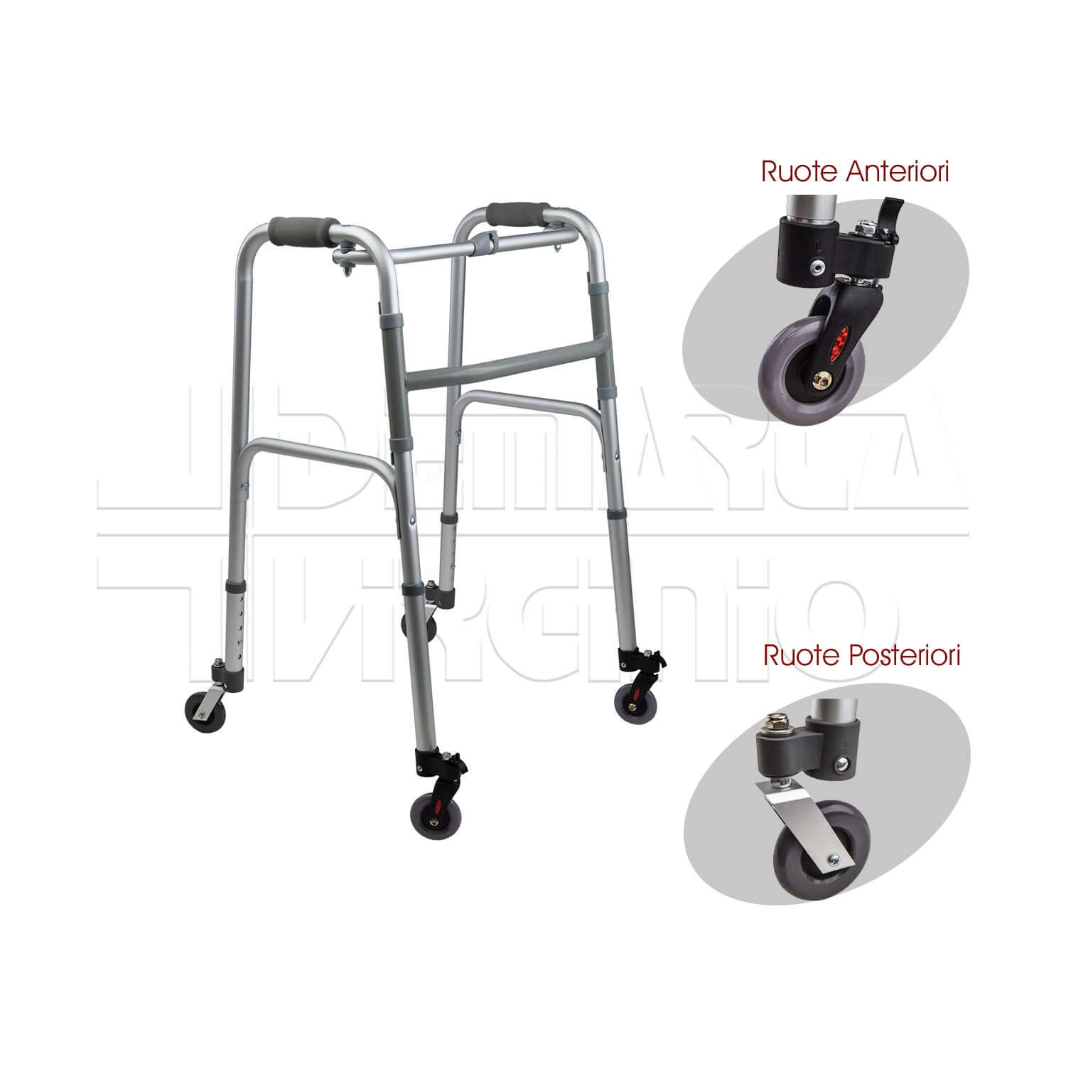 Deambulatore 4 Ruote Piroettanti ausilio per disabili