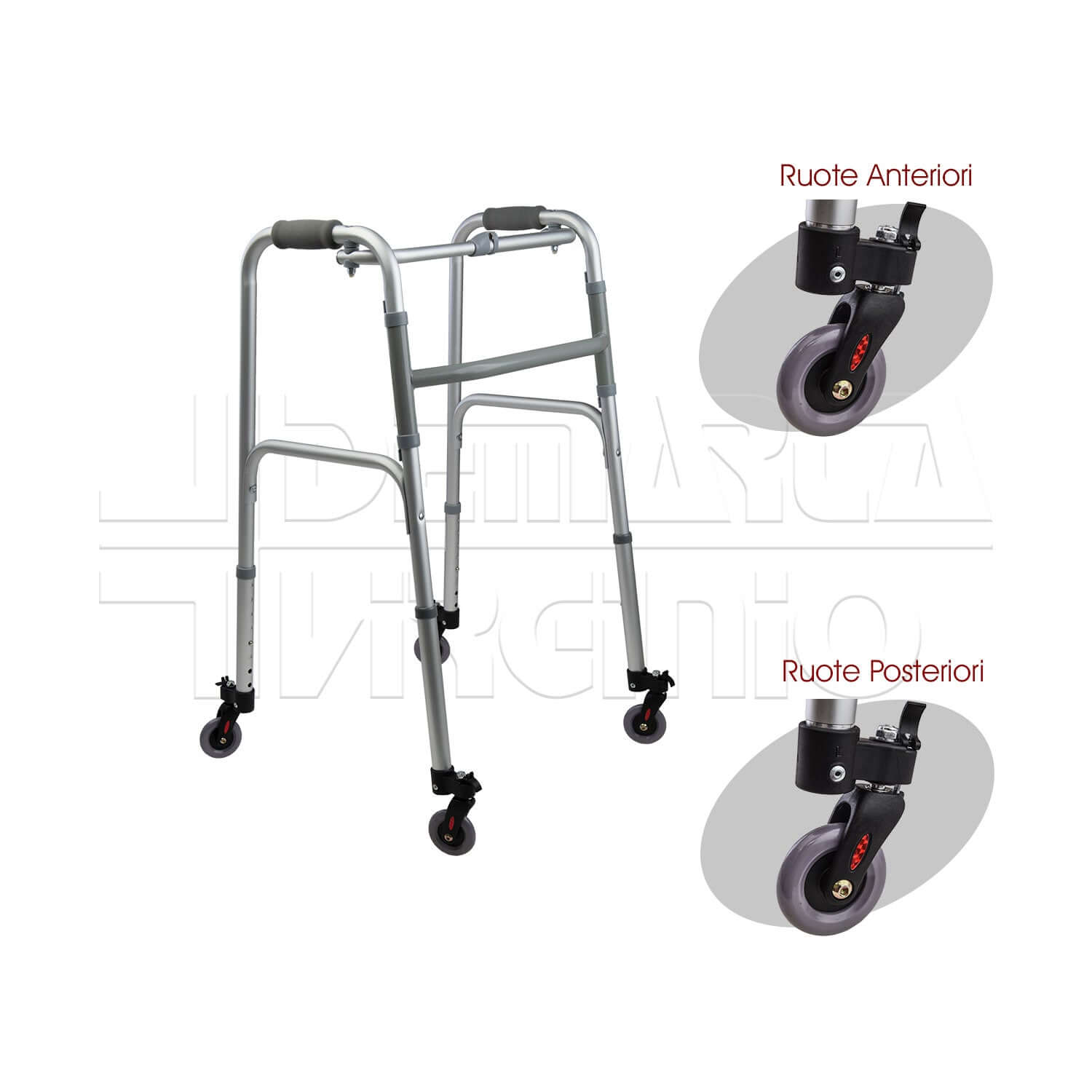 Deambulatore 4 Ruote Piroettanti ausilio per disabili