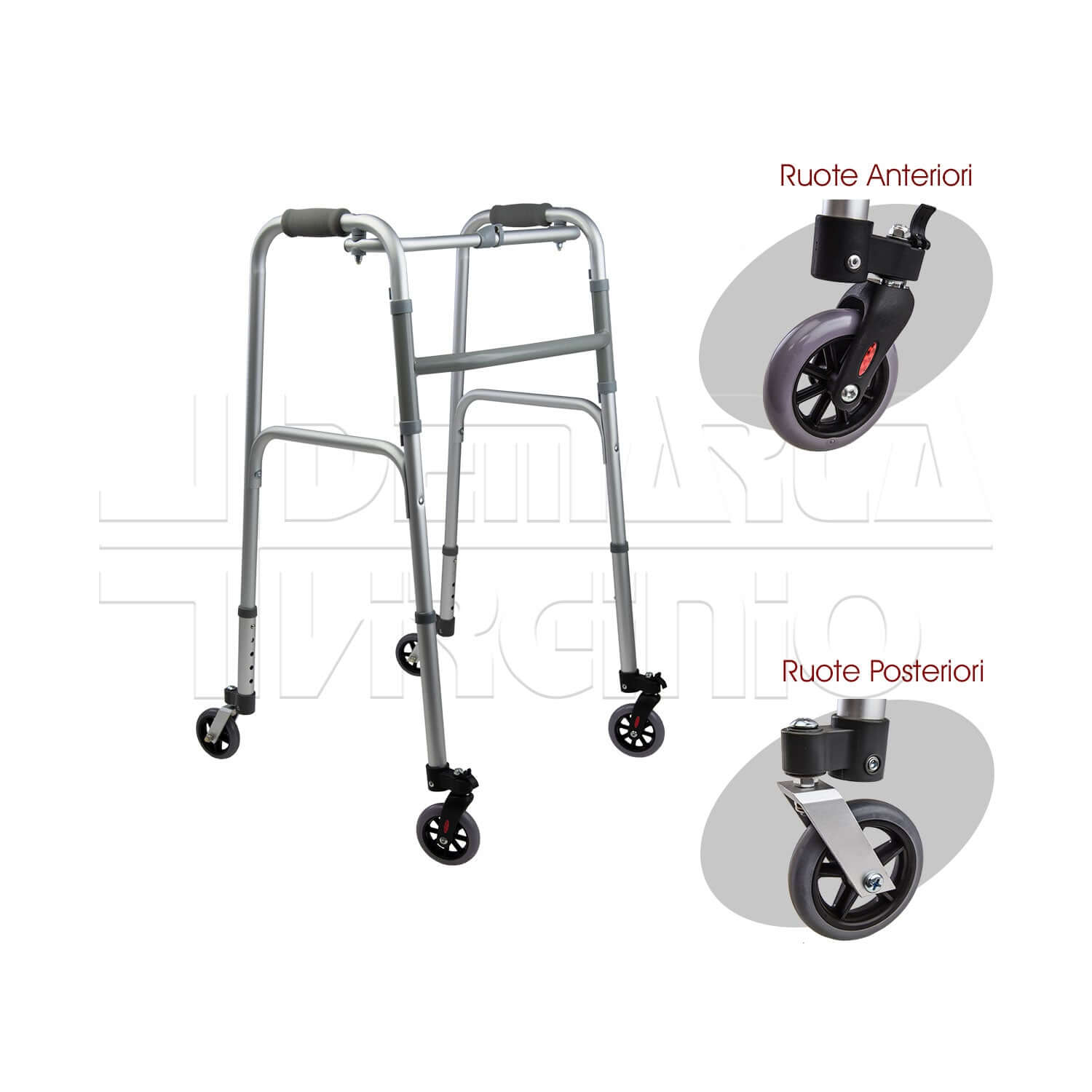 Deambulatore 4 Ruote Piroettanti ausilio per disabili