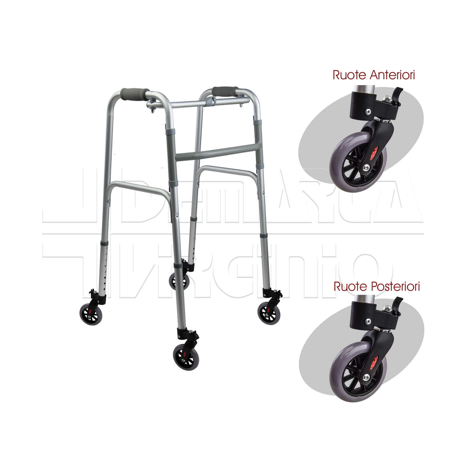 Deambulatore 4 Ruote Piroettanti ausilio per disabili