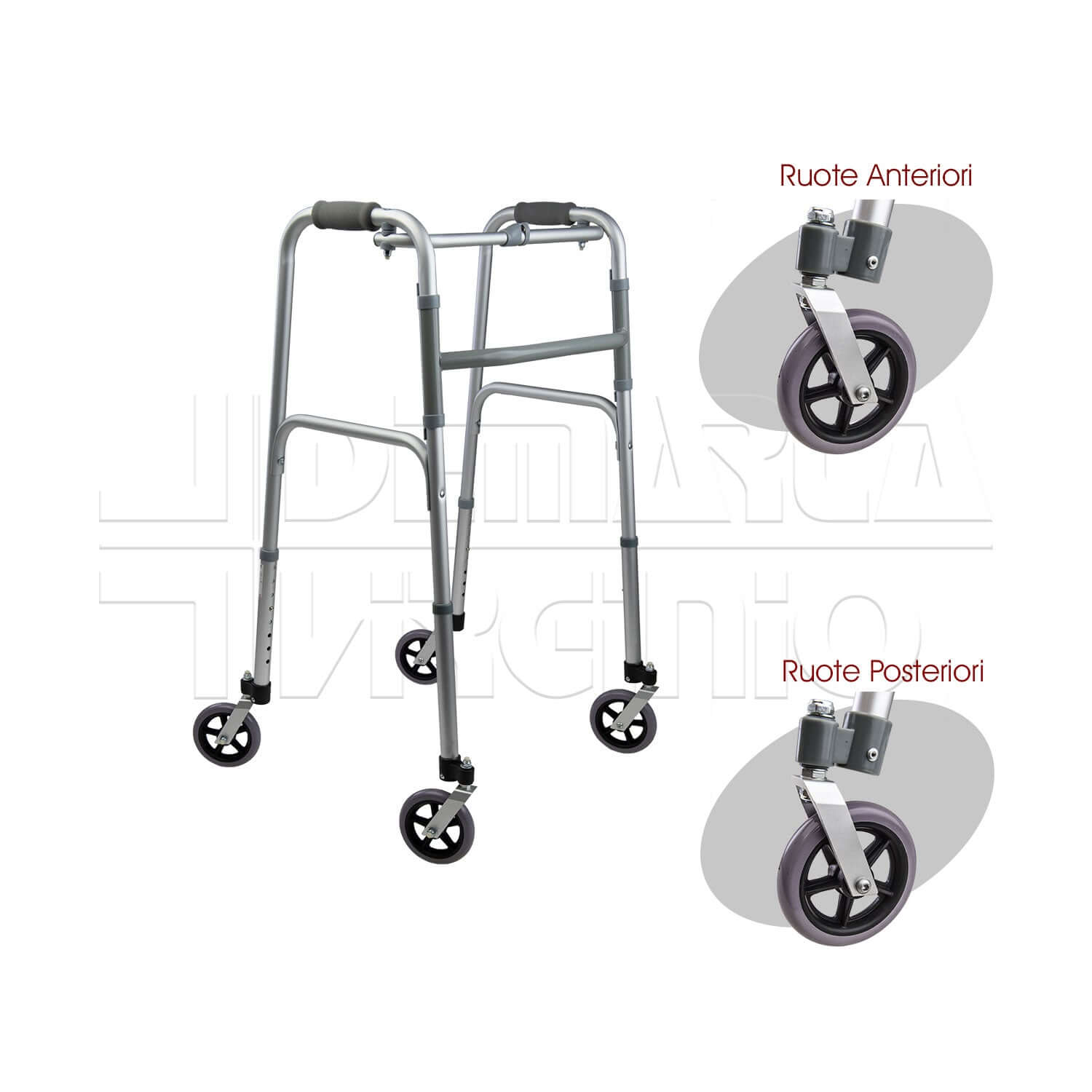 Deambulatore 4 Ruote Piroettanti ausilio per disabili