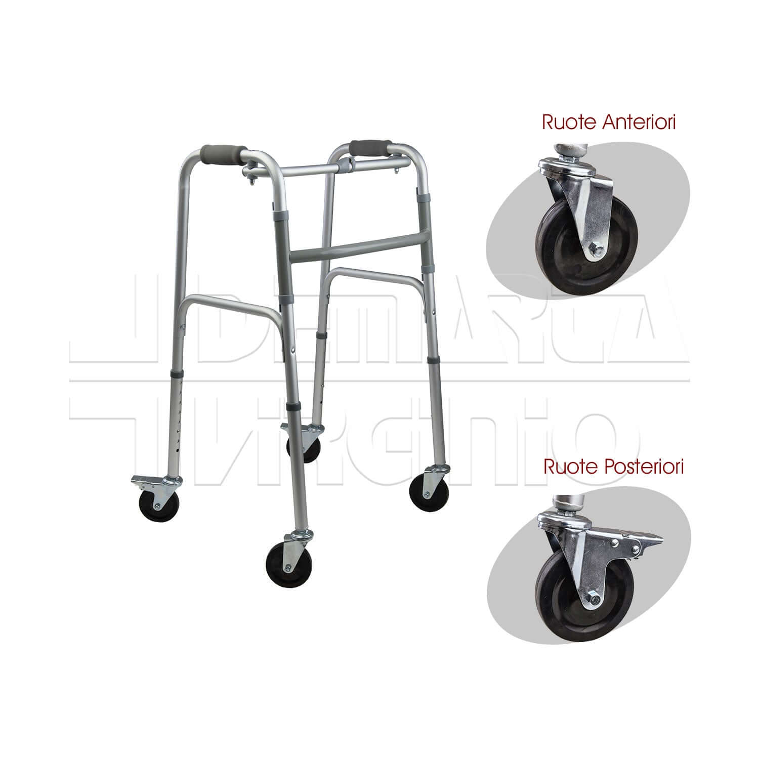 Deambulatore 4 Ruote Piroettanti ausilio per disabili