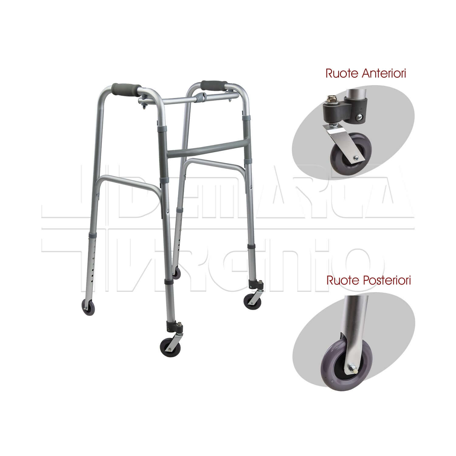 Deambulatore 4 Ruote Posteriori Fisse ausilio per disabili