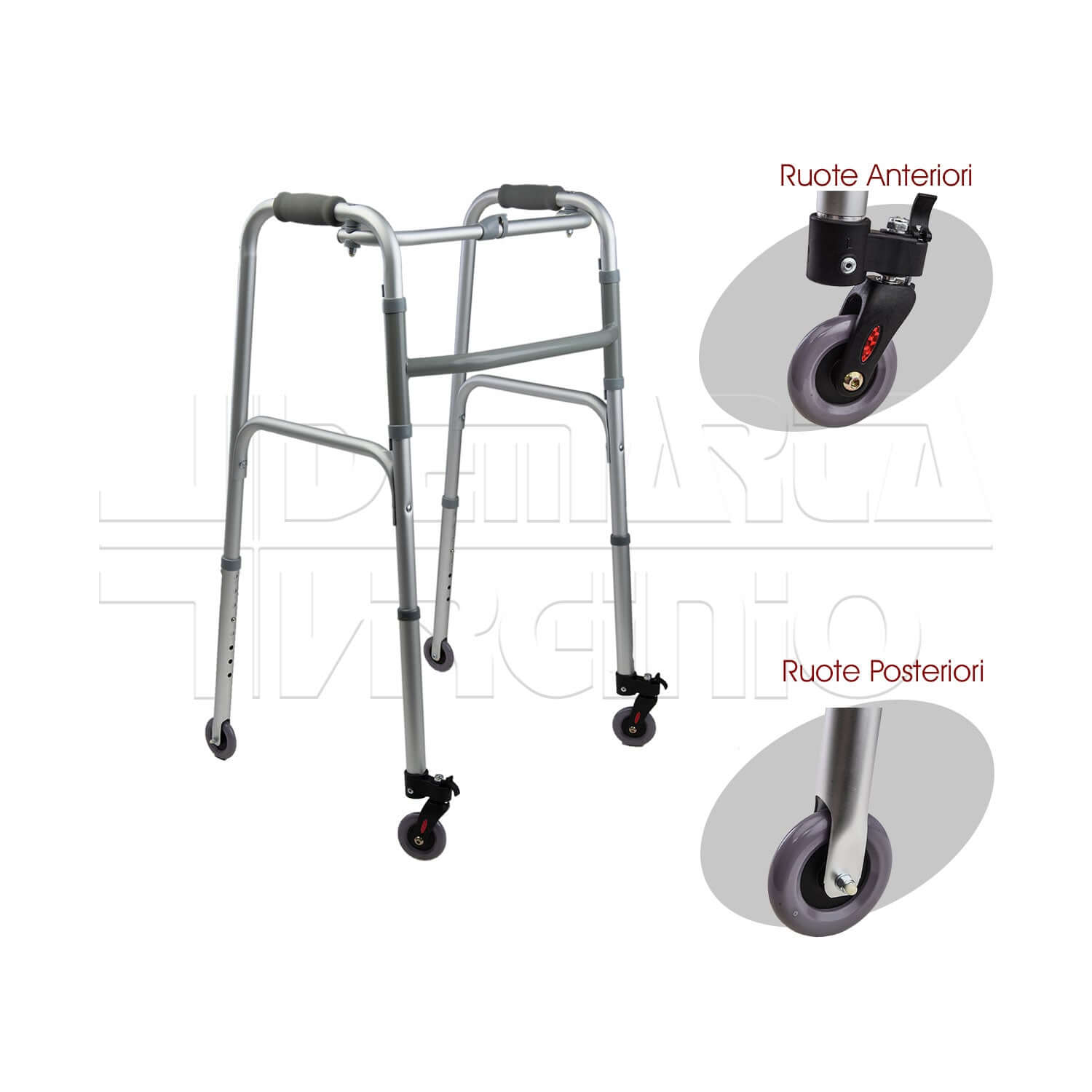 Deambulatore 4 Ruote Posteriori Fisse ausilio per disabili