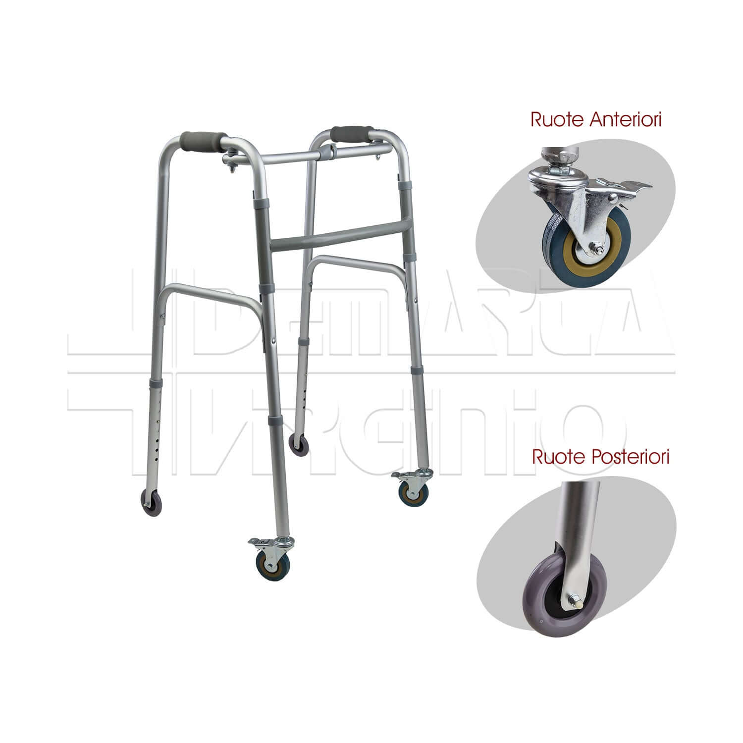 Deambulatore 4 Ruote Posteriori Fisse ausilio per disabili
