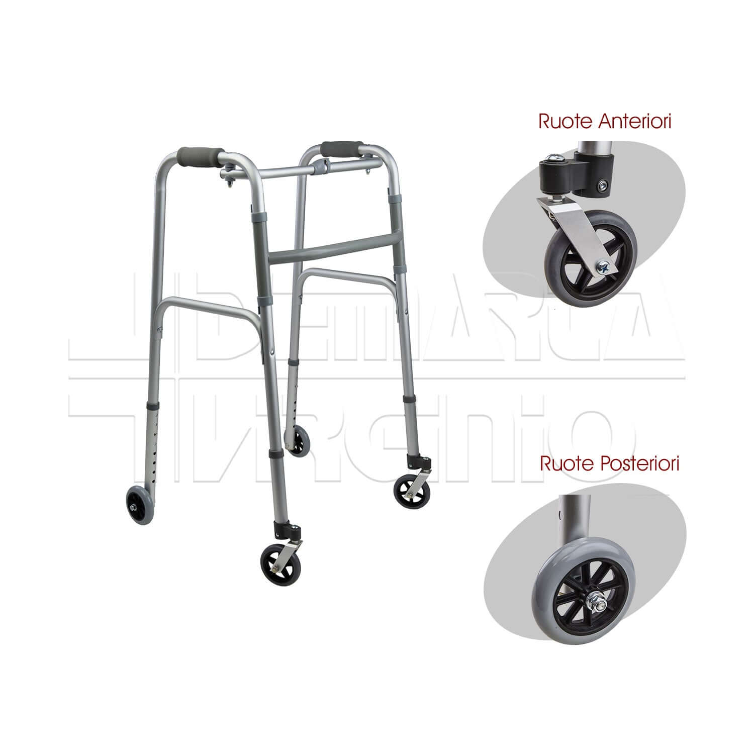 Deambulatore 4 Ruote Posteriori Fisse ausilio per disabili