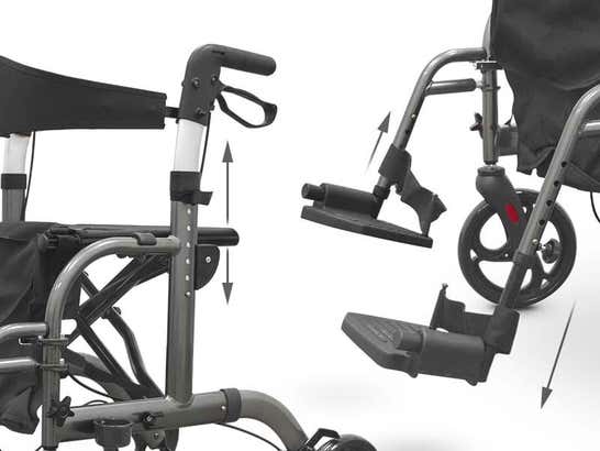 Deambulatore e sedia pieghevole in alluminio con ruote ausilio per disabili